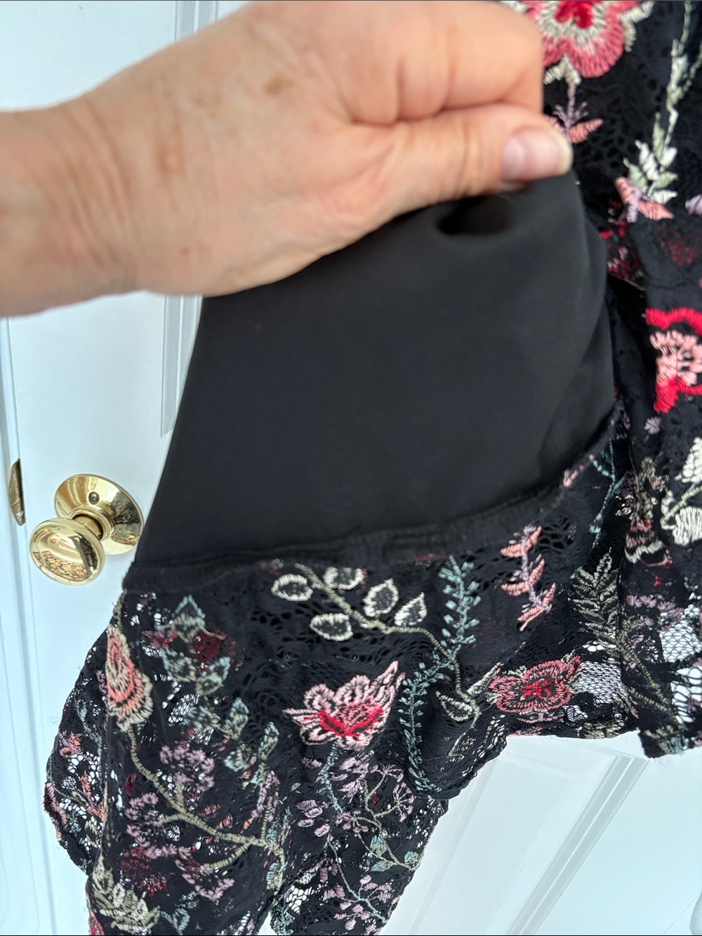 Siena Embroidered Lacy Floral Lined Slip Dress in Black, Pink and Multicolors - Picture 7 of 12